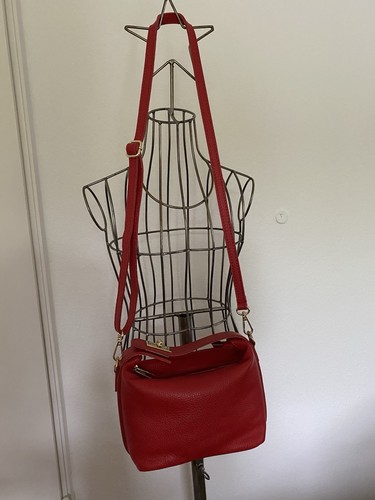Umhängetasche rot leder gurt - leder,,